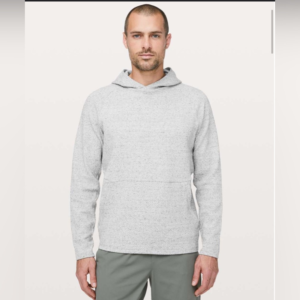Lululemon At Ease Hoodie men’s size medium heathered melody light grey/black